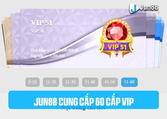 CLB VIP Jun88 có 60 cấp VIP khác nhau CLB VIP Jun88 có 60 cấp VIP khác nhau