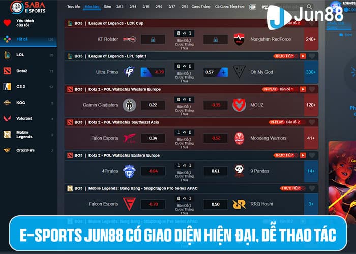Ưu điểm của về giao diện của E-Sports Jun88 Ưu điểm của về giao diện của E-Sports Jun88
